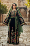 Midnight Velvet Malacca Embroidered Palestinian Fellahi Thobe
