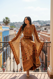 Orange Burnt The Glow Thoub Palestinian Featuring Wide Sleeve