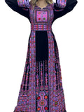 Purple & Black Traditional  Thoub Embroidery With  Reversible Belt