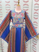 Load image into Gallery viewer, Blue Majdalway Embroidered Palestinian Fellahi Thobe
