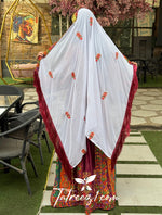 Load image into Gallery viewer, Maroon Malacca Silk Velvet Thoub with Stone Embroidery and Overskirt
