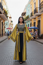 Charger l'image dans la galerie, Simply Elegant Wide Sleeve Thoub Embroidered Palestinian Thobe
