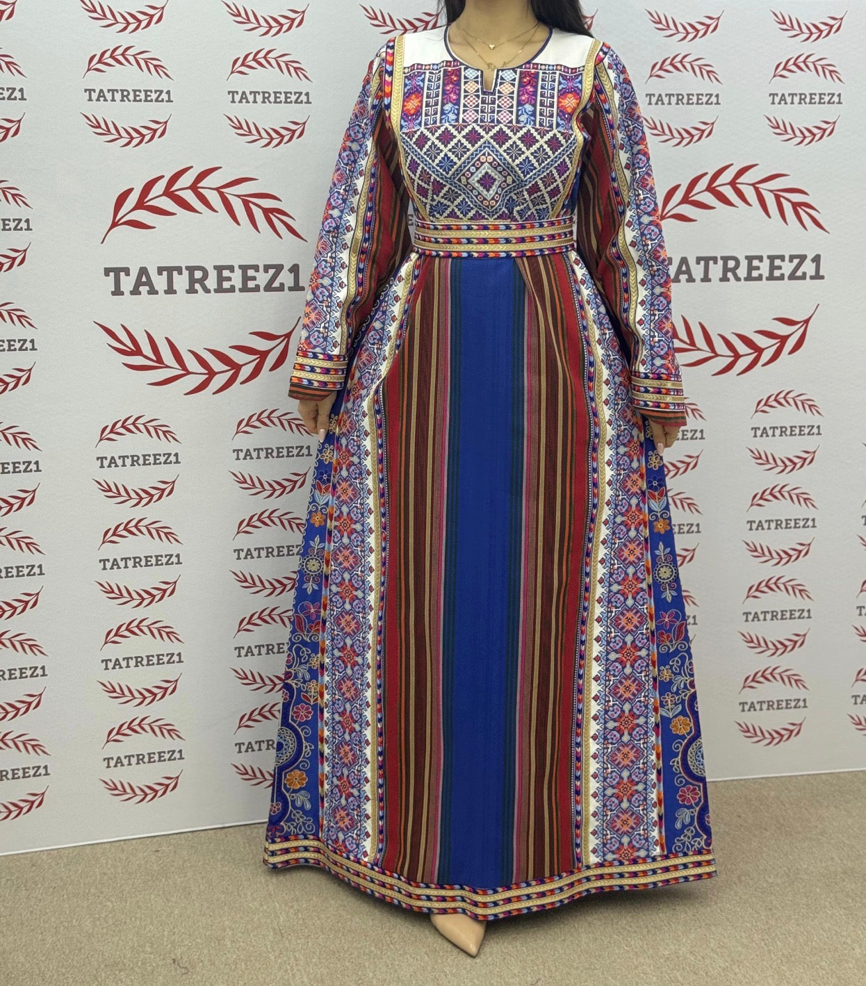 Majdalway Blue Embroidered Palestinian Fellahi Thobe