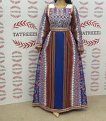 Load image into Gallery viewer, Majdalway Blue Embroidered Palestinian Fellahi Thobe
