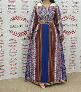 Majdalway Blue Embroidered Palestinian Fellahi Thobe