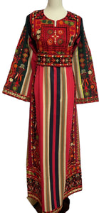 Multicolor Majdalway Embroidered Palestinian Fellahi Thobe