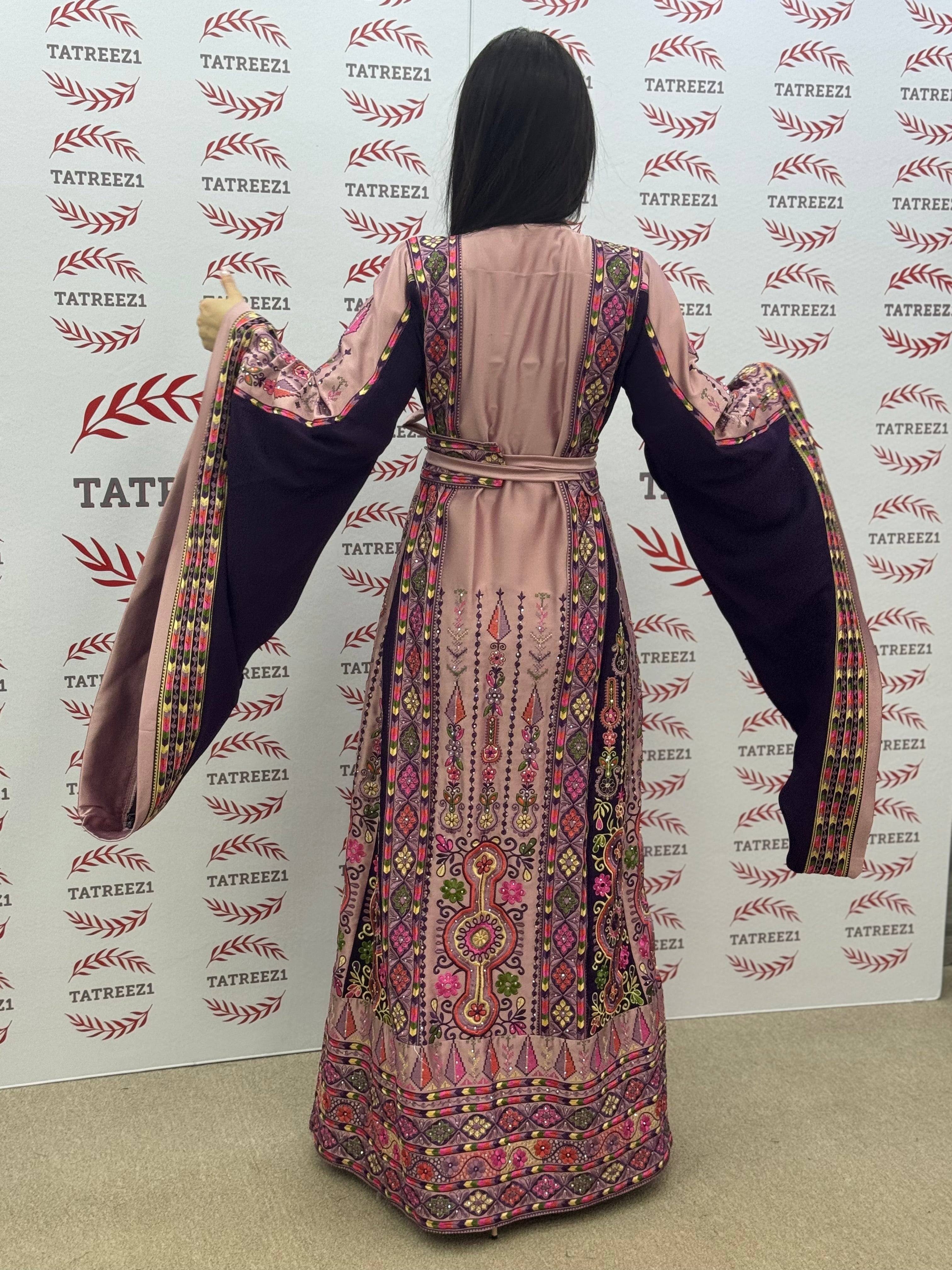 Deep  Embroidery Traditional Palestinian Thobe Machine Made