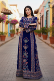 Blue Velvet Embroidery Palestinian Fellahi Thobe