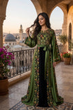 Green Floral Embroidery Silk Fashion Dress