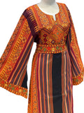 Black Majdalway Multicolor Embroidered Palestinian Fellahi Thobe