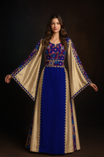 Load image into Gallery viewer, Blue Simple Elegant Embroidered Dress
