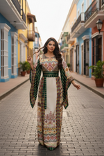 Charger l'image dans la galerie, Jacquard-Embroidered Palestinian Thobe Featuring Wide Sleeves
