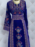 Blue Velvet Embroidery Palestinian Fellahi Thobe