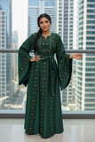 Front  Green Embroidery Elegant Palestinian Dress