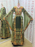 Green Glow Satin Bell Sleeve Thoub