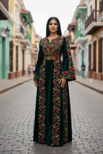 Load image into Gallery viewer, Green Velvet Bloom Stunning Thoub
