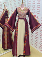 Load image into Gallery viewer, Simply Elegant Wide Sleeve Thoub Embroidered Palestinian Thobe
