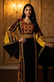 Golden Threads Black Twilight Traditional Thobe with Wide Sleeves