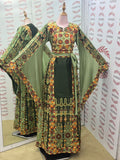 Green Glow Satin Bell Sleeve Thoub