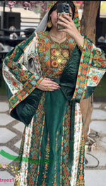 Load image into Gallery viewer, Malacca Velvet Material Green Stone Embroidery Thoub With Matching Headpiece
