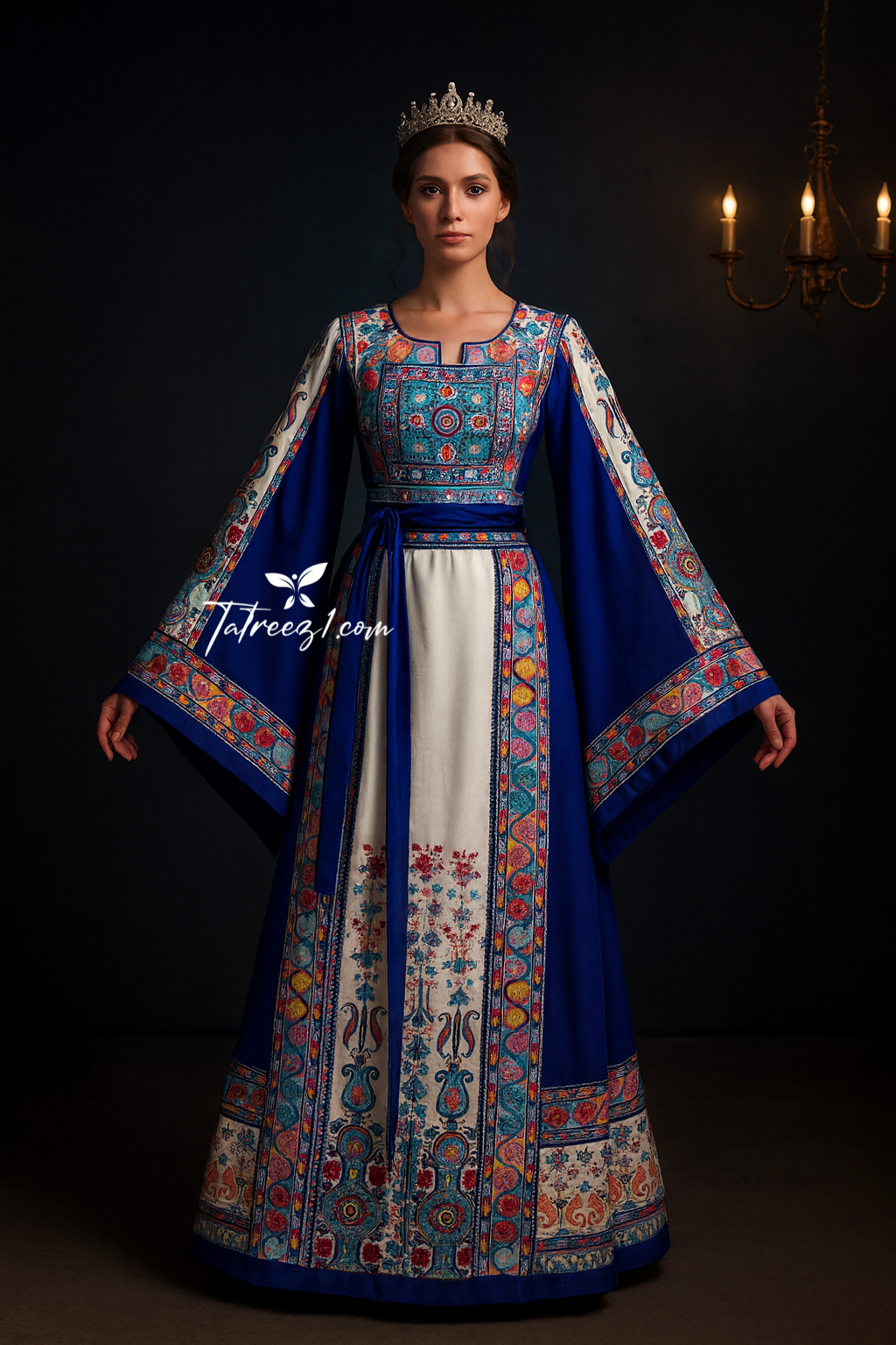 Blue Stunning Embroidery Traditional Embroidered Palestinian Fellahi Thobe