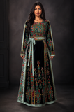 Turquoise Velvet Malacca Embroidered Palestinian Fellahi Thobe