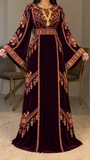 Maroon Velvet Bloom Stunning Thoub