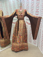 Load image into Gallery viewer, Chocolate and Caramel Embroidery Traditional Palestinian Thobe
