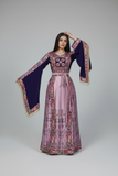 The Glow Pink Thoub Palestinian Featuring Wide Sleeve