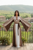 Brown Embroidery Silk Fashion Dress