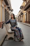 Blue Fully Embroidered Thoub