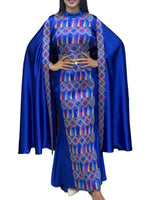 Load image into Gallery viewer, Blue Dress Sleeve Drop Tatreez Elegant Beautiful Embroidery
