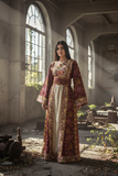 Maroon Floral Embroidered Palestinian Thobe