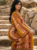 Qasab Mustard Gold Malacca Silk Velvet Thoub with Embroidery