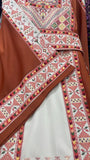 Orange Burnt thoub Embroidered Palestinian Fellahi Thobe With Belt (Copy)