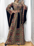 Black Wide Sleeve Golden Embroidered Palestinian Fellahi Thobe