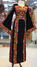 Load image into Gallery viewer, Black Simple &amp; Classic And Elegant Emberoidery Dress With Matching belt
