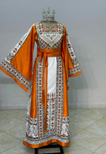 Load image into Gallery viewer, With Reversable Belt Orange Astonishing Palstainen Embroidery Traditional Long Thoub With Matching Headpiece
