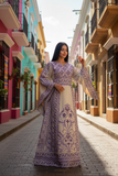 Absolutely Stunning Purple Embroidered Palestinian Fellahi Thobe With Matching Headpiece