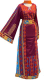 Maroon With Orange Embroidered Palestinian Fellahi Thobe