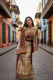 Baharej Thoub Luxury Embellishments Beige Shade Embroidered Palestinian Thobe