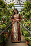 Maroon Floral Embroidered Palestinian Thobe
