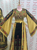 Load image into Gallery viewer, Velvet Black Palestinian Tatreez Thobe Heritage Elegance Embroidered Dress
