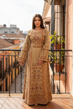 Velvet Beige Embroidery Thoub