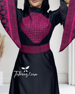 Load image into Gallery viewer, Dark Pink Simple Elegant Embroidered Dress Wide Sleeve
