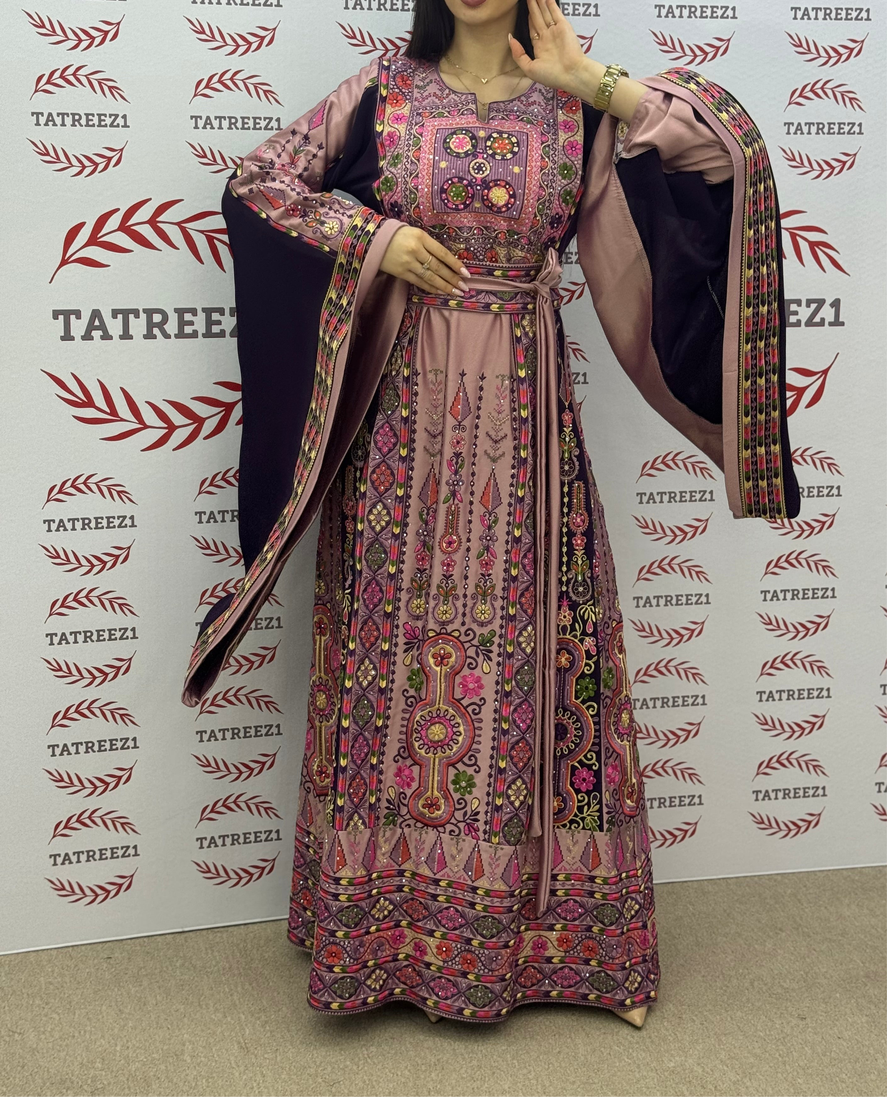 Deep  Embroidery Traditional Palestinian Thobe Machine Made