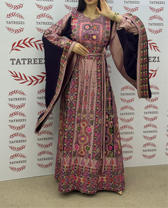 Deep  Embroidery Traditional Palestinian Thobe Machine Made