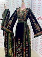 Load image into Gallery viewer, Midnight Velvet Malacca Embroidered Palestinian Fellahi Thobe

