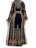 Black Velvet Malacca Embroidered Palestinian Fellahi Thobe