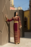 Maroon Palestinian Fellahi Thobe with Traditional Embroidery